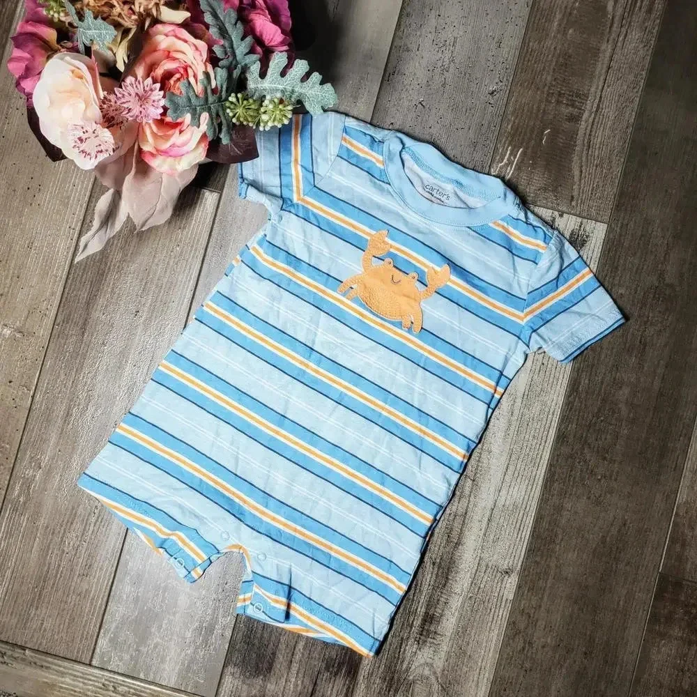 Carter's Child of Mine Blue and Orange Crab Baby Toddler Romper Size 24m